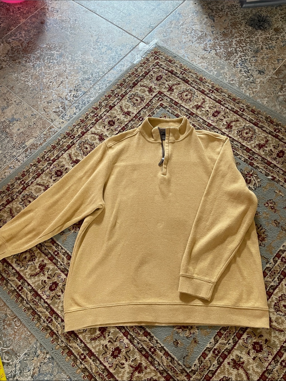 Tasso Elba Men’s Yellow Beige Quarter-Zip Sweater